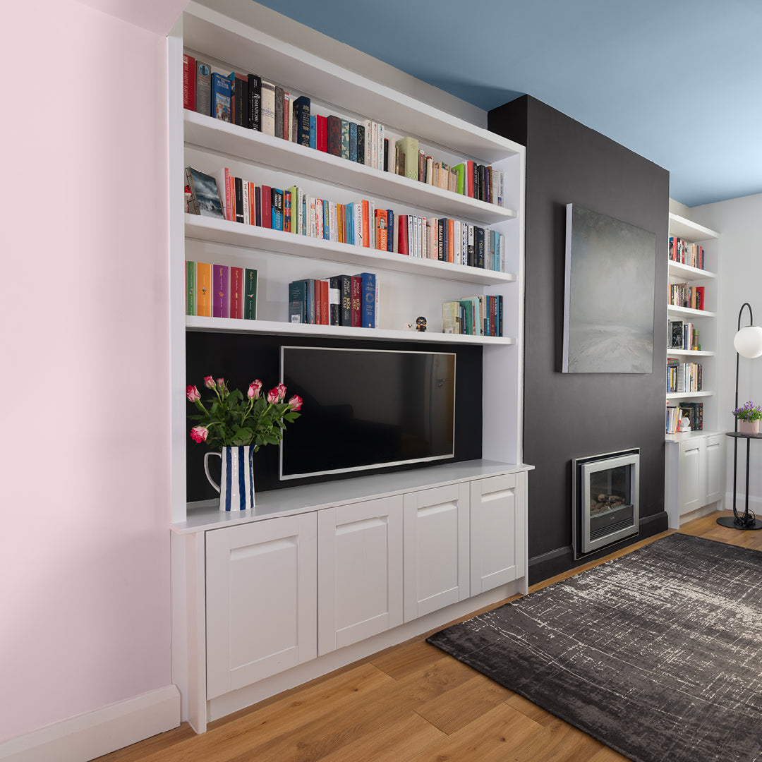 Living Room, Pink, Neutral Black Premium quality paint 